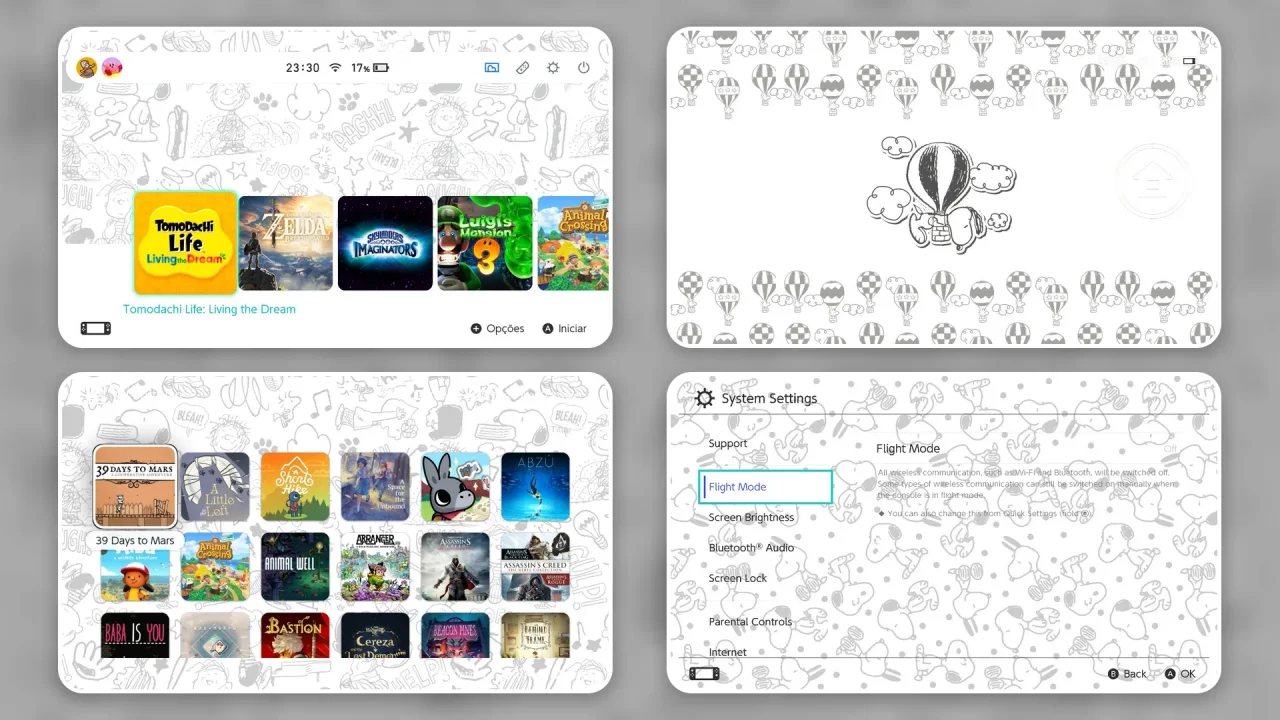 Snoopy Monochrome Pack | Switch Theme Packs | Themezer