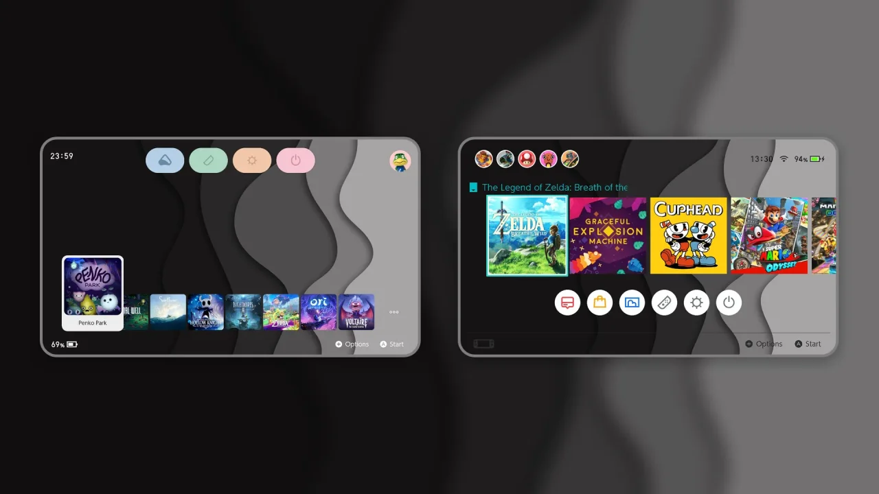 Dark Themes home menu | Switch Theme Packs | Themezer