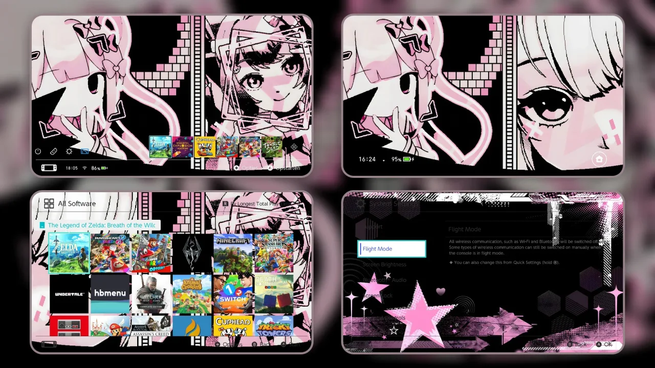 Pink and Black Pack | Switch Theme Packs | Themezer