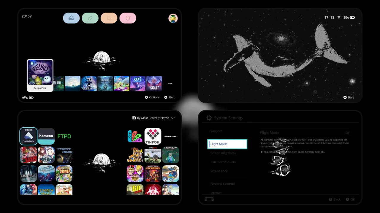 S13 Black and White | Switch Theme Packs | Themezer