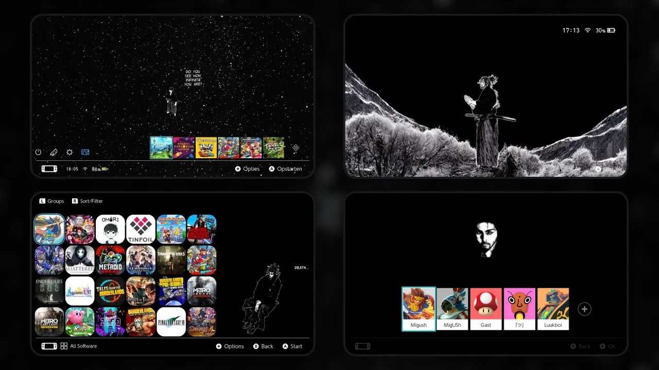 Vagabond {Black} by TioDuffy | Switch Theme Packs | Themezer