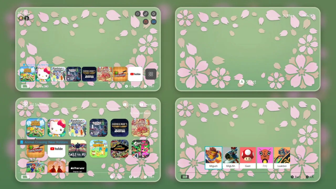 Cherry Blossoms Green | Switch Theme Packs | Themezer