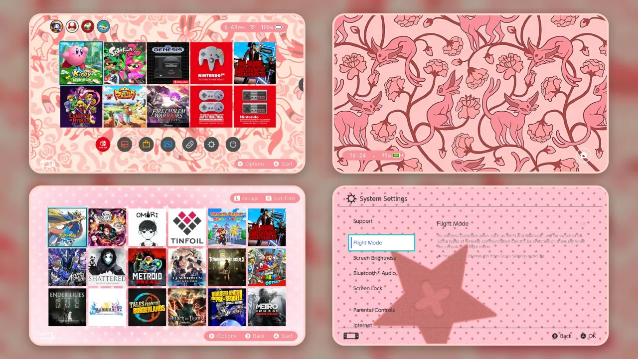 umbreon and sylveon pink pack | Switch Theme Packs | Themezer