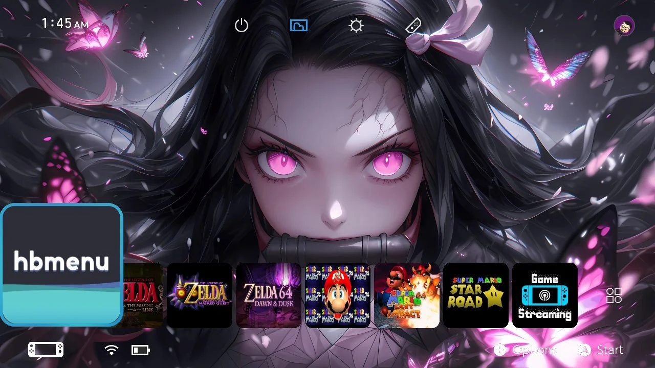 Nezuko theme home menu | Home Menu | Switch Themes | Themezer